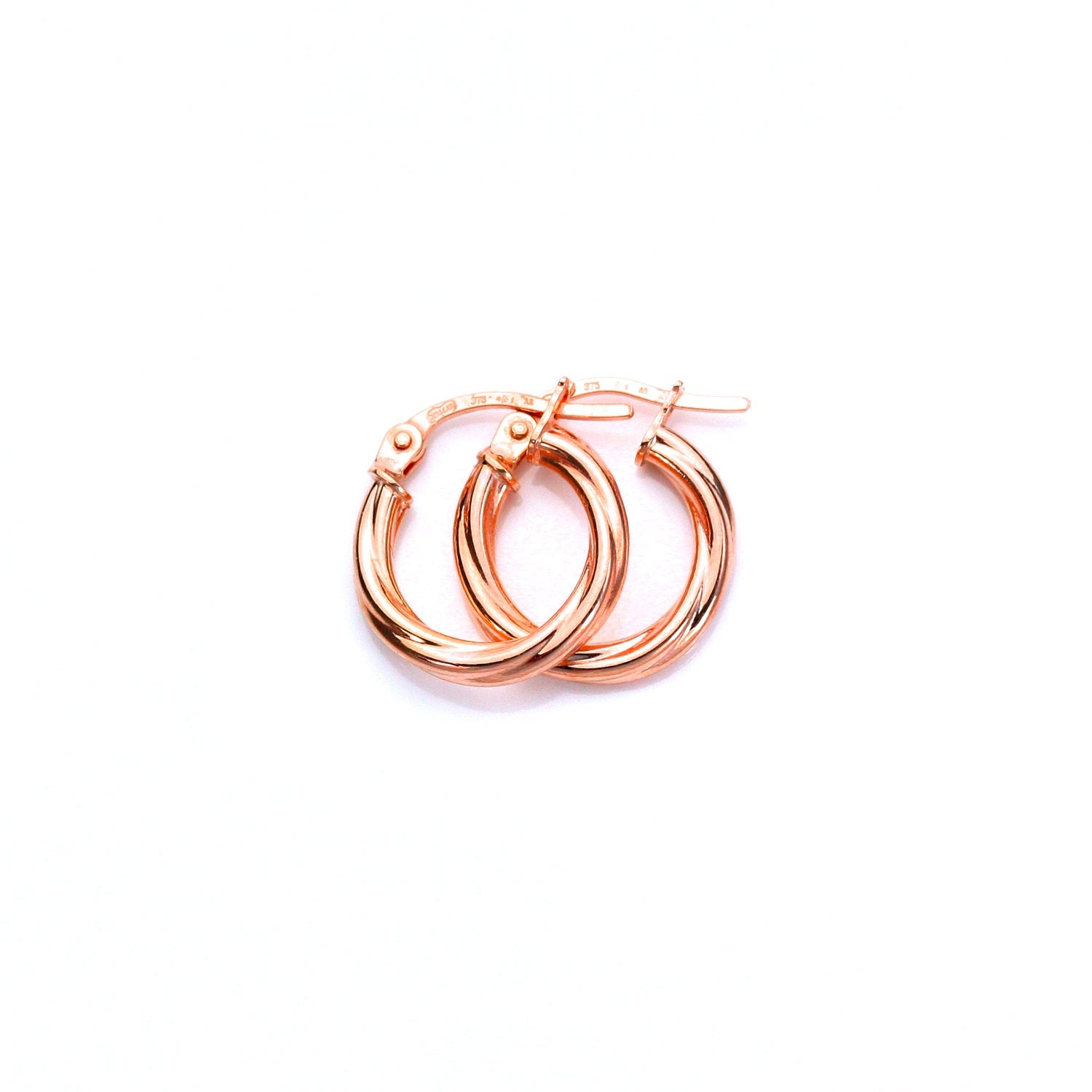 9 Karat Roségold Gedrehte Schläferohrringe - 10 mm 15 mm 20 mm
