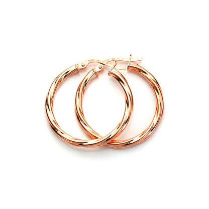 9ct Rose Gold Gedrehte Schläferohrringe - 10mm 15mm 20mm