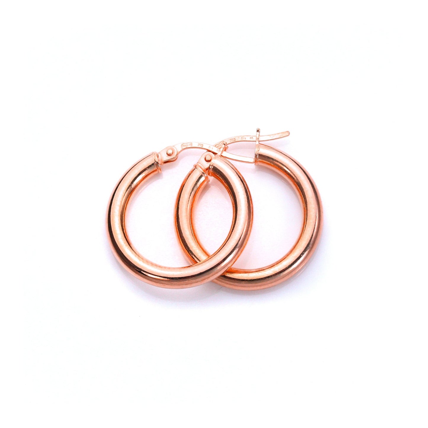 9ct Rose Gold Schlichte Ohrringe - 10mm 15mm 20mm