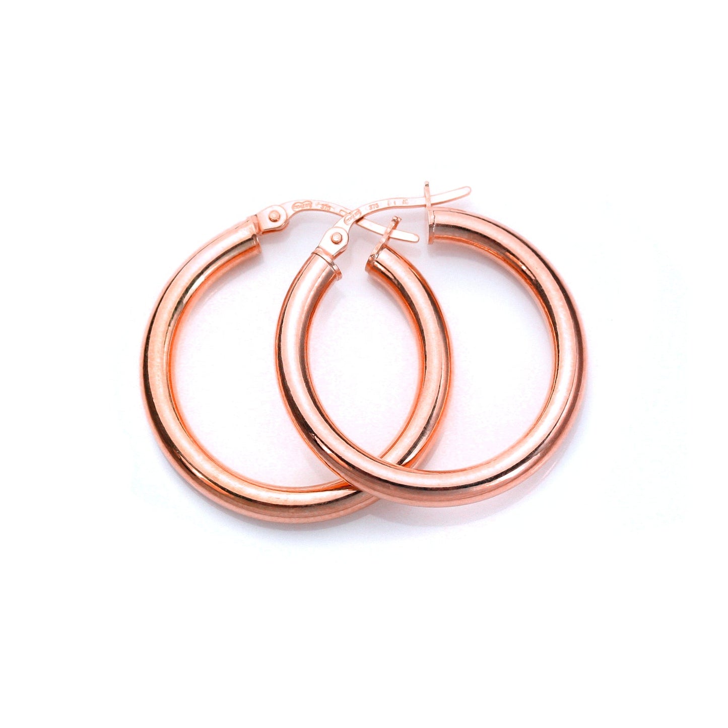 9ct Rose Gold Schlichte Ohrringe - 10mm 15mm 20mm