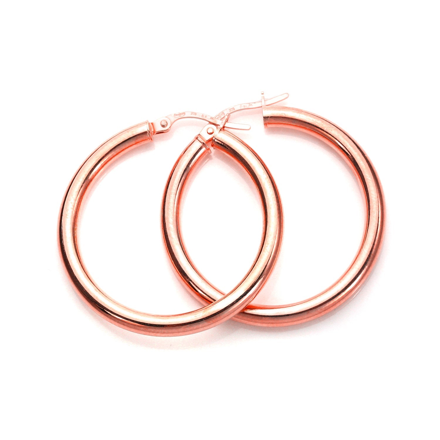 9 Karat Roségold Schlichte Ohrringe - 10 mm 15 mm 20 mm
