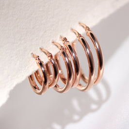 9 Karat Roségold Schlichte Ohrringe - 10 mm 15 mm 20 mm