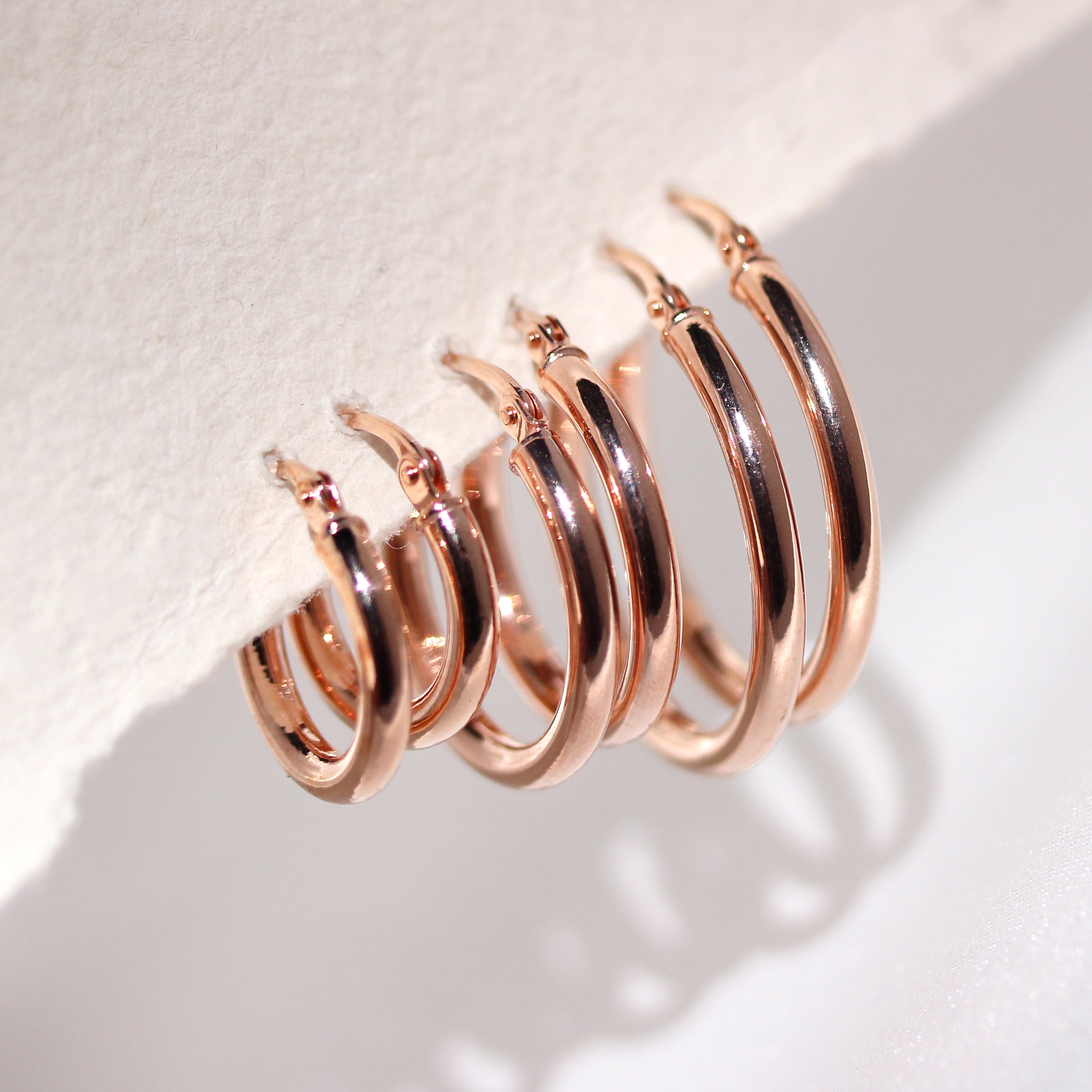 9 Karat Roségold Schlichte Ohrringe - 10 mm 15 mm 20 mm