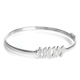 Sterlingsilber CZ Kristall "Mum" Scharnier Erwachsene Armreif