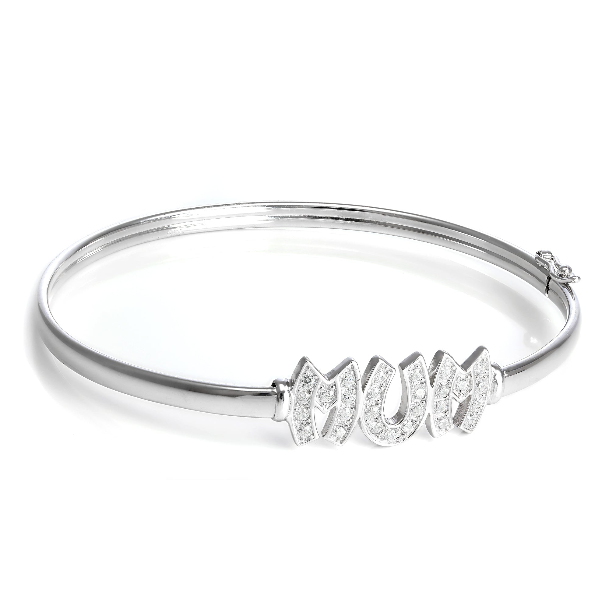 Sterlingsilber CZ Kristall "Mum" Scharnier Erwachsene Armreif