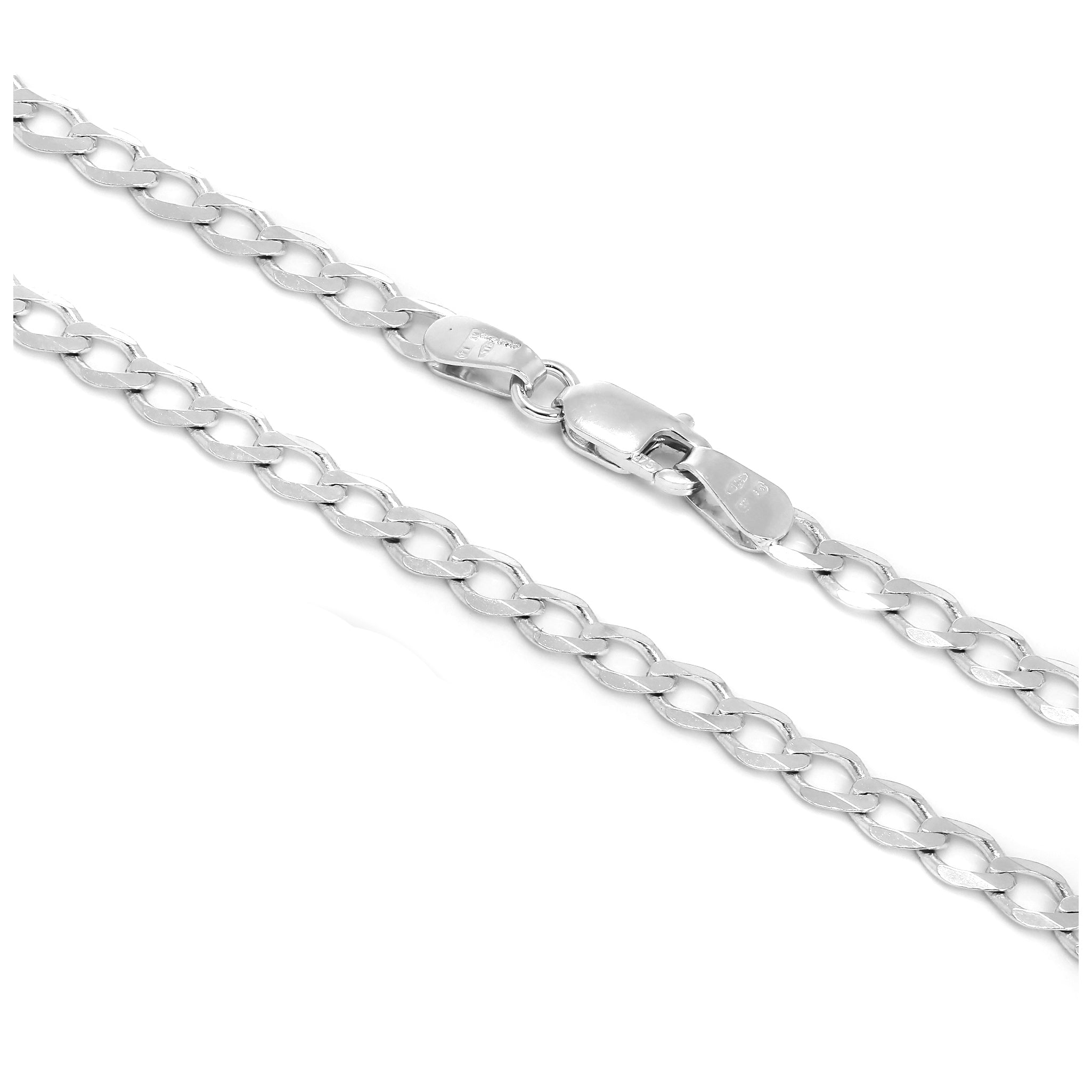 Sterlingsilber Thick Curb Chain Armband & Halskette 7 - 28 Zoll