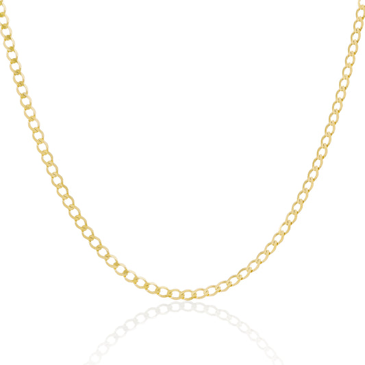 9ct Gold 3mm Curb Chain Bracelets & Necklaces - 6 to 30 Inches