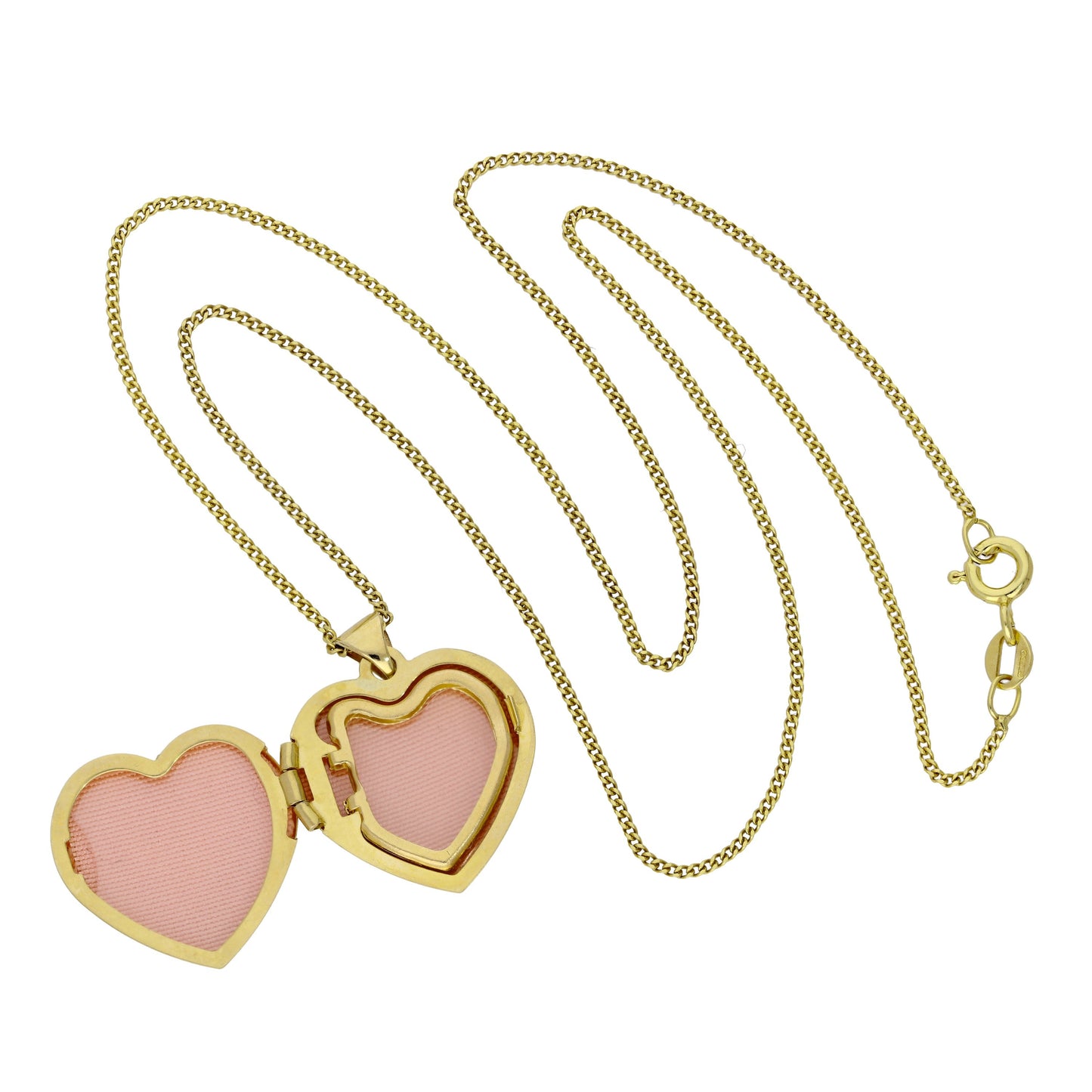 9 Karat Gold 4 Foto Herz Familie Medaillon in Weißgold Ausführung an Kette 40,5 - 51cm