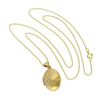 Ovales Medaillon aus 9 Karat Gold mit weißem Golddesign an einer Kette, 16–18 Zoll