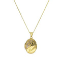 Ovales Medaillon aus 9 Karat Gold mit weißem Golddesign an einer Kette, 16–18 Zoll