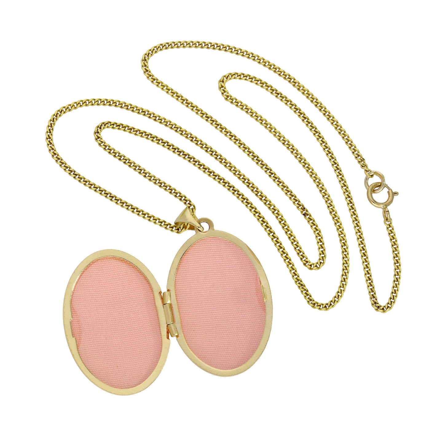 9 Karat Gold & Diamant Medaillon mit Weißgold Wirbel Halskette 16 - 51cm