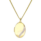 9 Karat Gold & Diamant Medaillon mit Weißgold Wirbel Halskette 16 - 51 cm