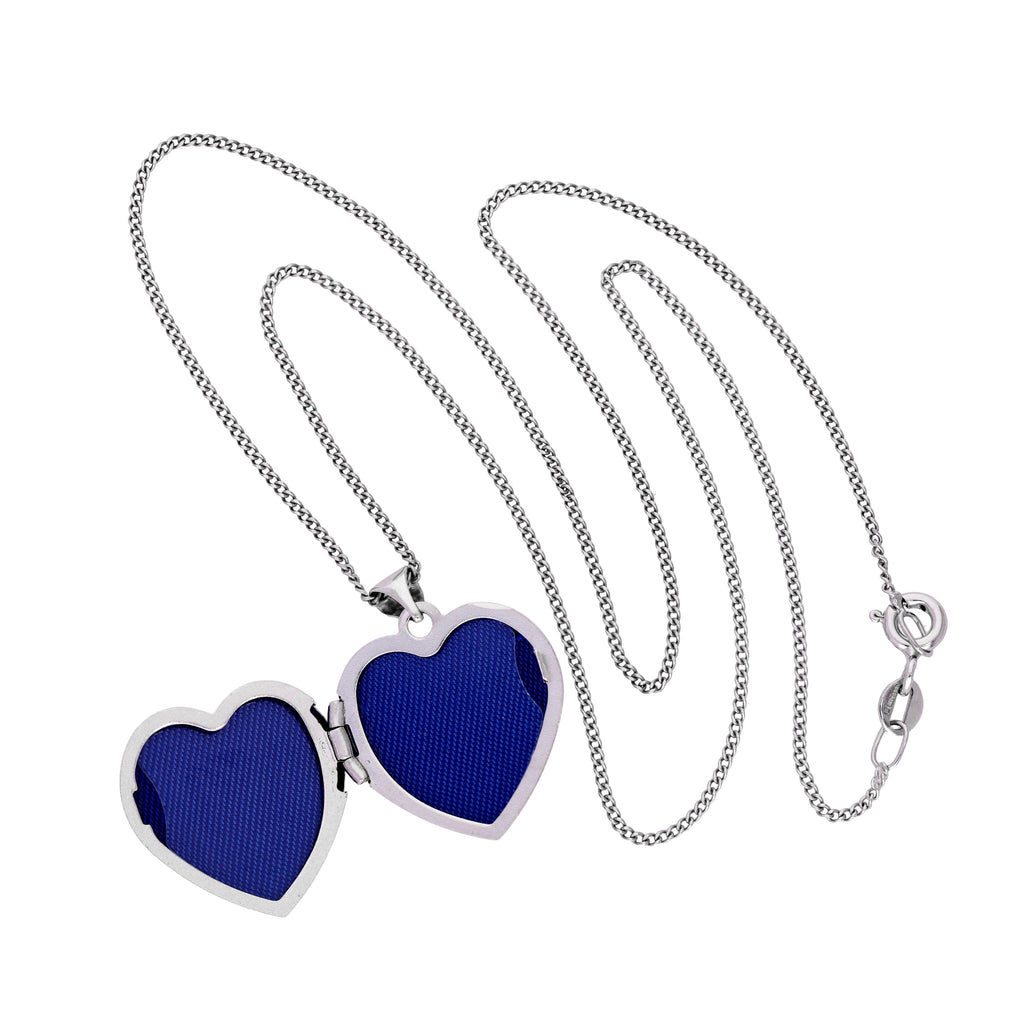 9 Karat Weißgold Herz „Love“ Medaillon an Kette 40,5 - 45,5 cm