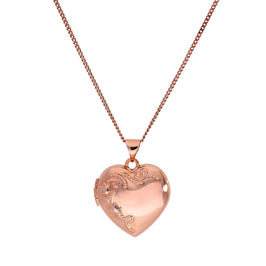 9 Karat Roségold Blumenherz-Medaillon an Kette 16 - 20 Zoll
