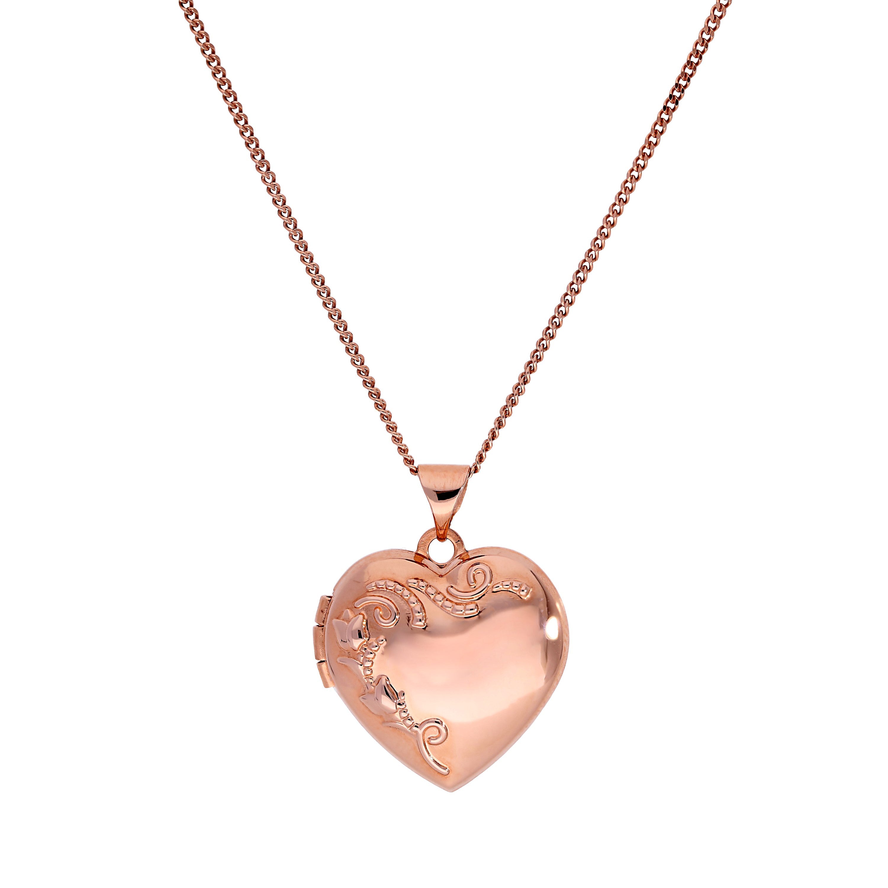 9 Karat Roségold Blumenherz-Medaillon an Kette 16 - 20 Zoll