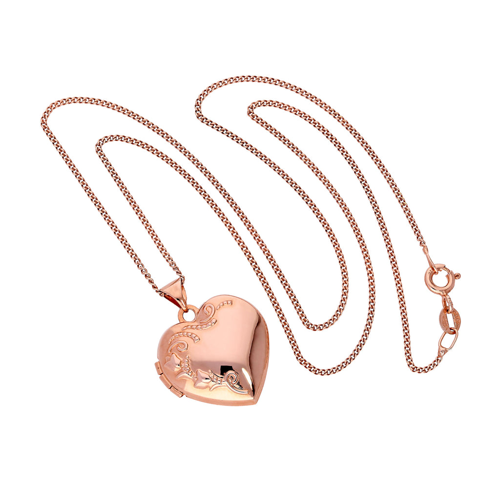 9 Karat Roségold Blumenherz-Medaillon an Kette 16 - 20 Zoll