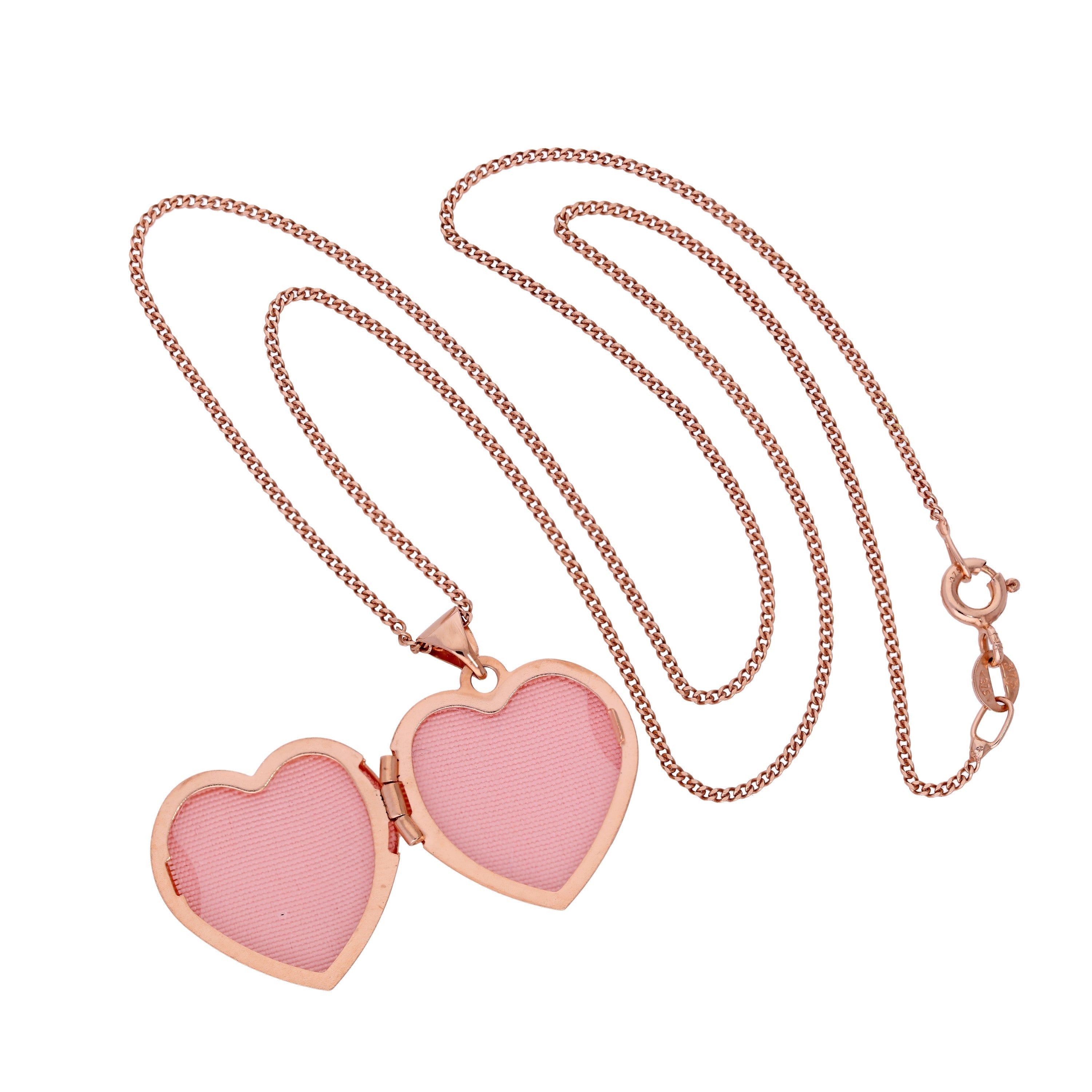 9 Karat Roségold Blumenherz-Medaillon an Kette 16 - 20 Zoll