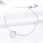 Personalisiertes Sterlingsilber Initialen Herz Vorhängeschloss-Armband