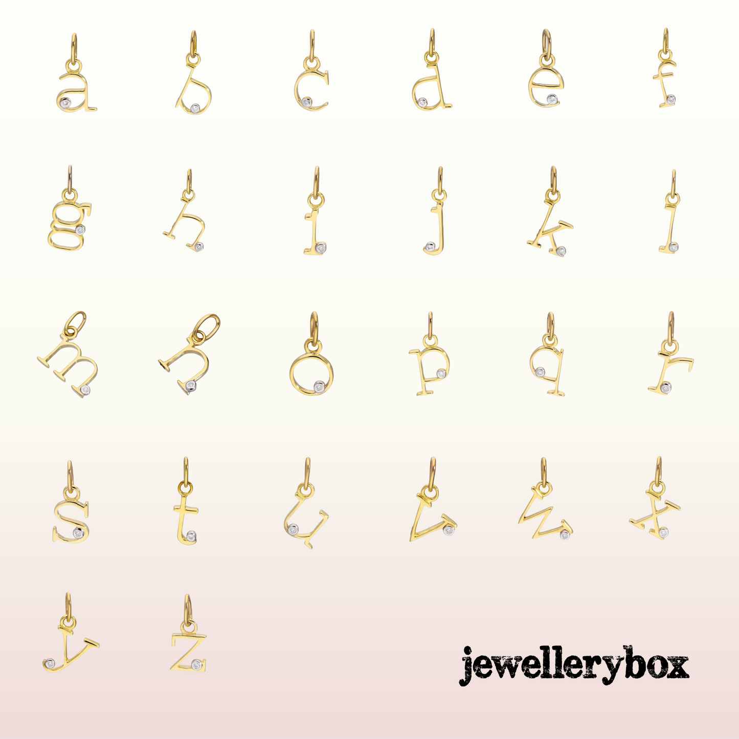 9 Karat Gold Diamant-Initialen-Halskette