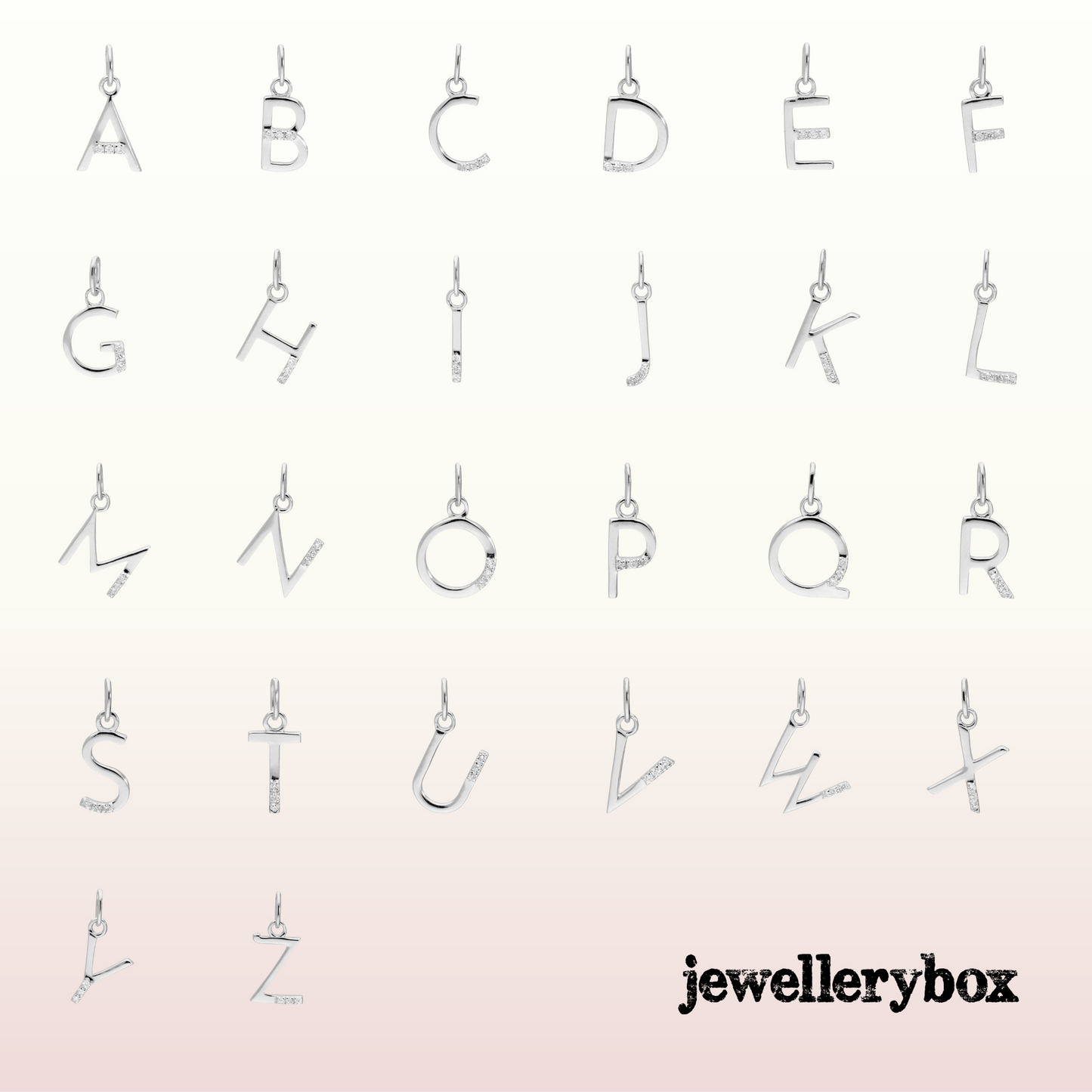 Sterling Silber Halskette mit drei Diamanten und Initialen