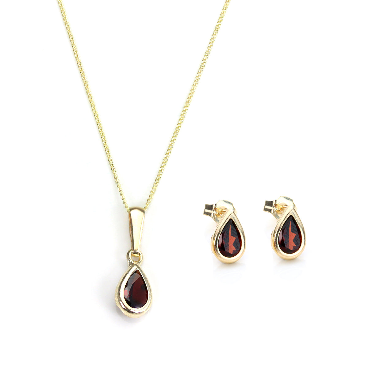 9 Karat Gold & Januar Geburtsstein Anhänger & Ohrstecker Satz
