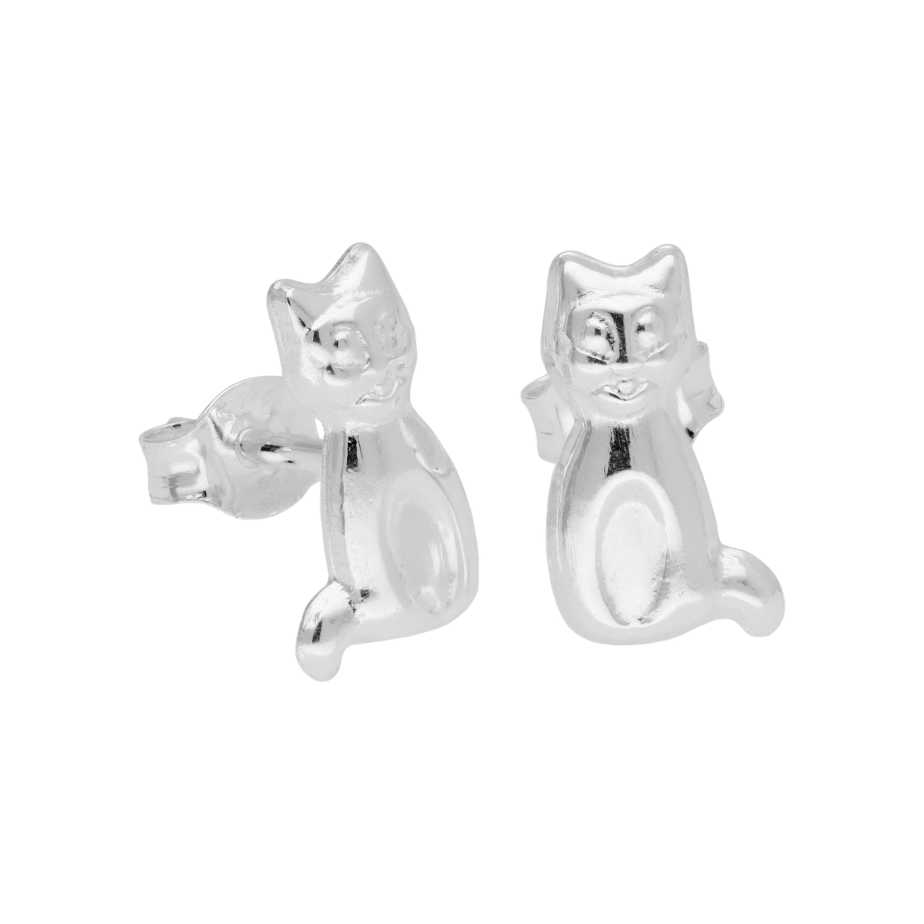 Sterlingsilber Sitzende Katze Ohrstecker