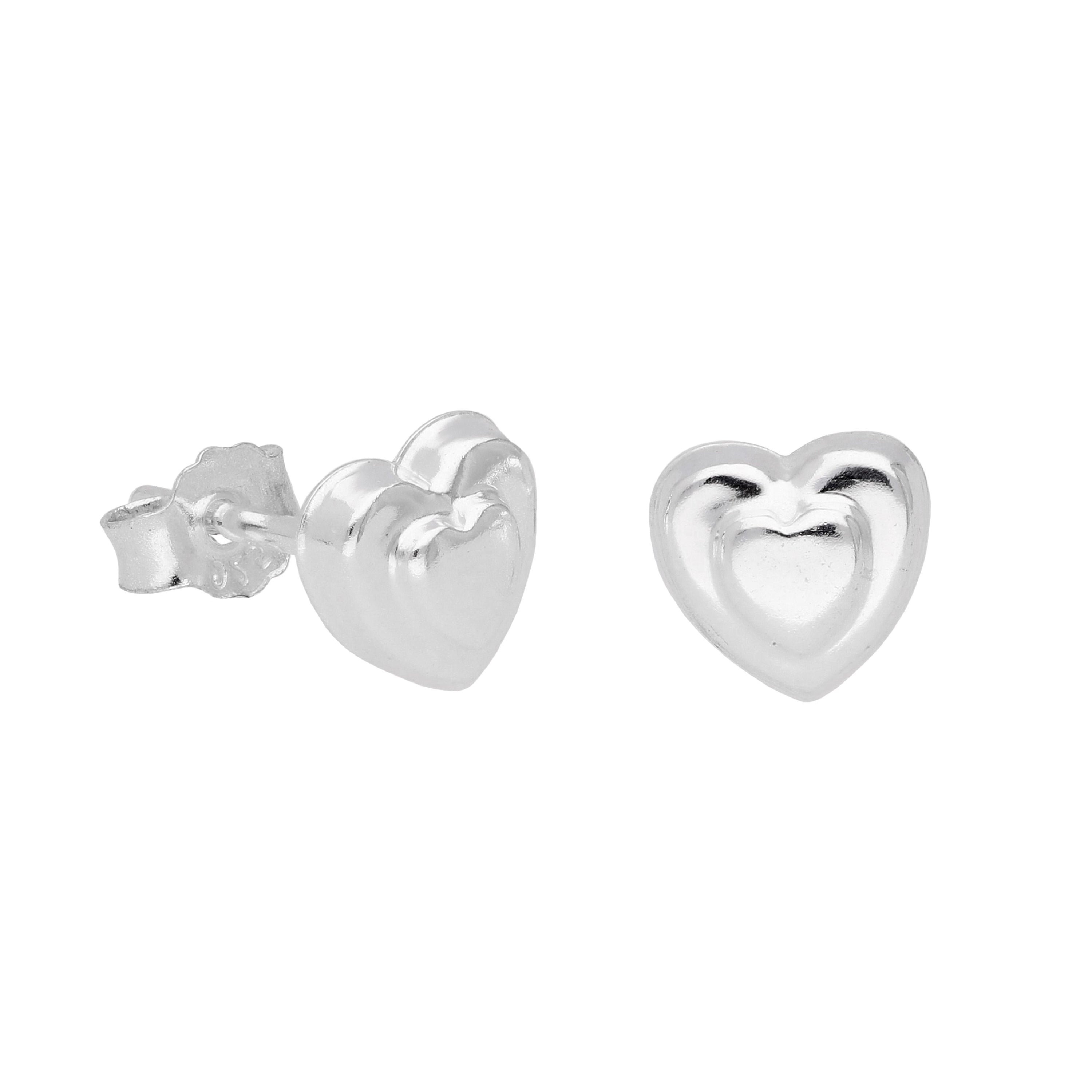 Sterlingsilber Angehoben Herz Ohrstecker