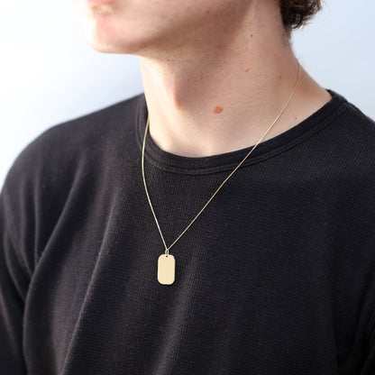 Groß 9 Karat Gelbgold Gravierbar Namensschild Halskette 40,5 - 51cm