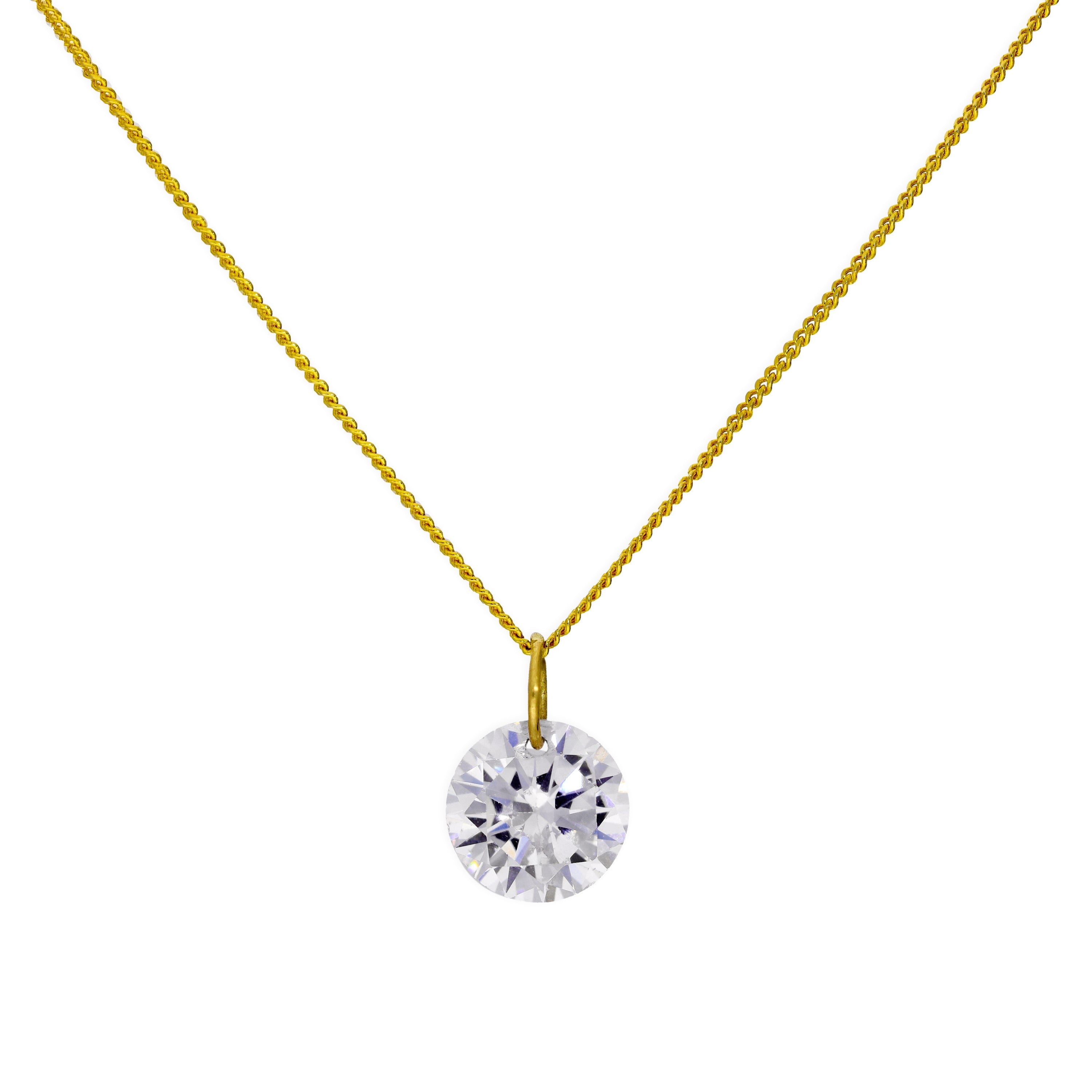Halskette mit Anhänger aus 9 Karat Gold und großem klarem Zirkonia, 16–20 Zoll
