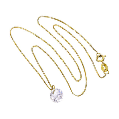 Halskette mit Anhänger aus 9 Karat Gold und großem klarem Zirkonia, 16–20 Zoll