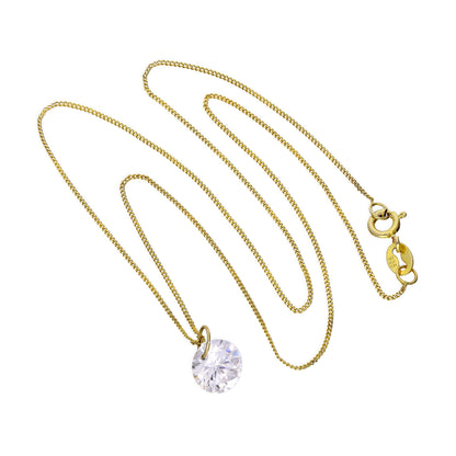 Halskette mit Anhänger aus 9 Karat Gold und großem klarem Zirkonia, 16–20 Zoll