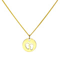 9 Karat Gold Charm mit ausgeschnittenen Fußabdrücken Anhänger Halskette 16–20 Zoll
