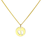 9 Karat Gold Charm mit ausgeschnittenen Fußabdrücken Anhänger Halskette 16–20 Zoll
