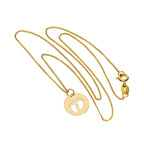 9 Karat Gold Charm mit ausgeschnittenen Fußabdrücken Anhänger Halskette 16–20 Zoll