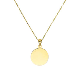 9 Karat Gold Rund Gravierbar Schild Anhänger Halskette 40,5 - 51 cm
