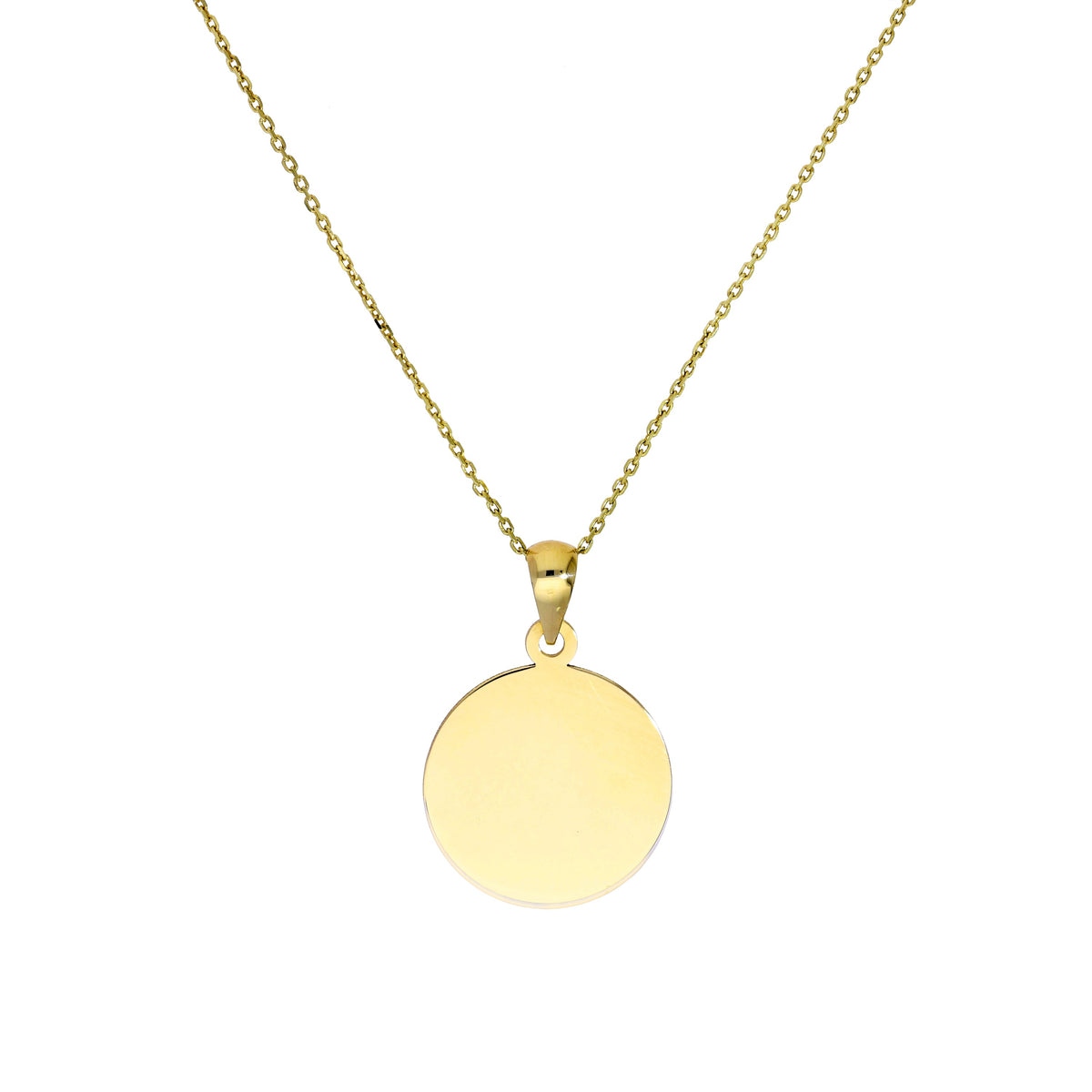 9 Karat Gold Rund Gravierbar Schild Anhänger Halskette 40,5 - 51 cm
