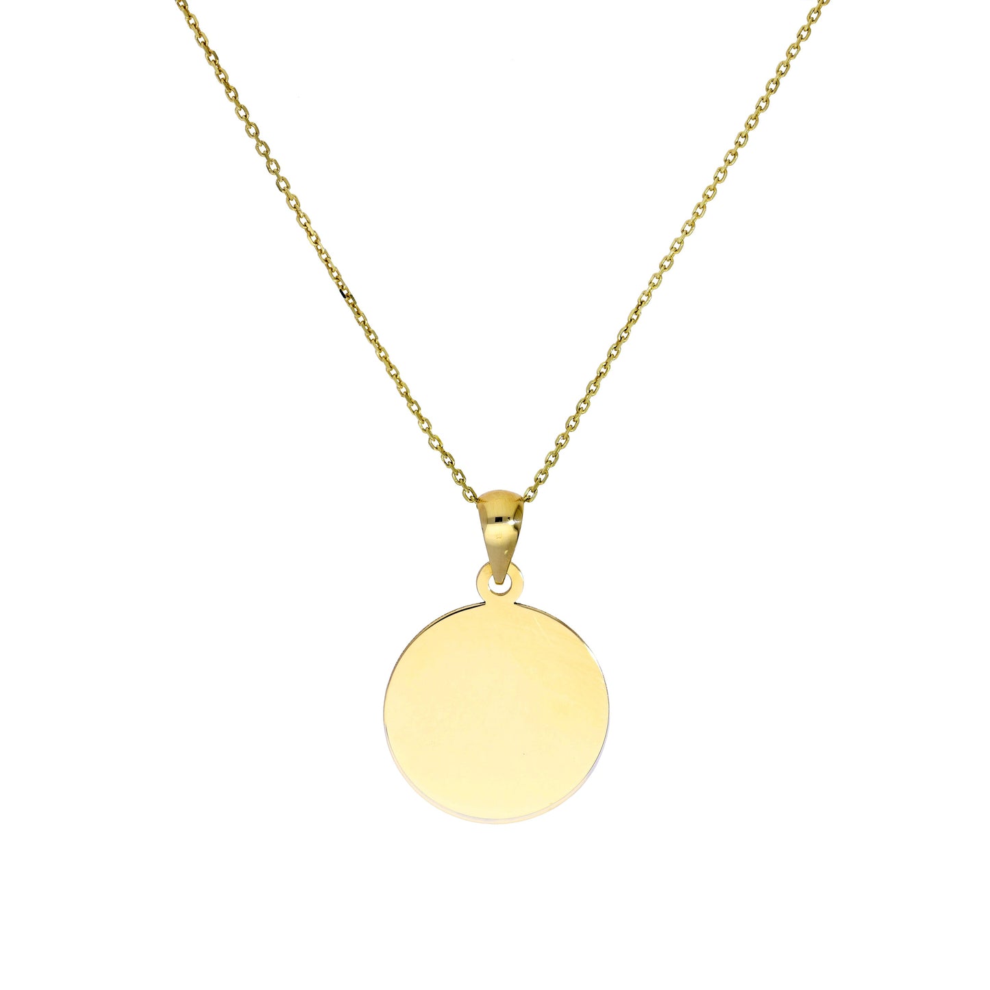 9ct Gold Round Engravable Tag Pendant Necklace 16 - 20 Inches