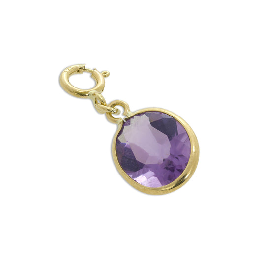 9 Karat Gold & Amethyst CZ Kristall Oval Anhänger zum Anklipsen