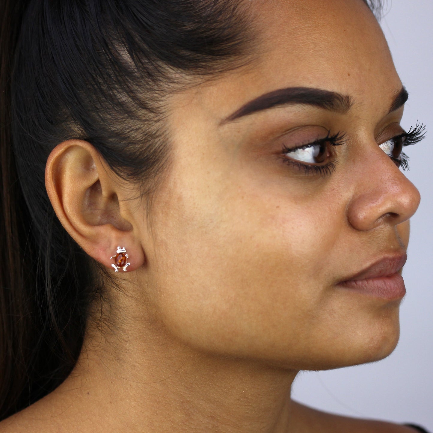 Sterlingsilber & Baltischer Bernstein Frosch Ohrstecker