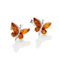 Sterlingsilber & Baltischer Bernstein Schmetterling Ohrstecker