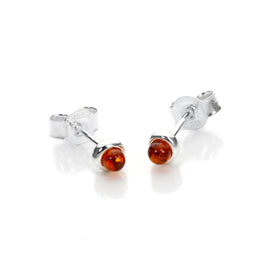 Klein Sterlingsilber & Baltischer Bernstein Ohrstecker
