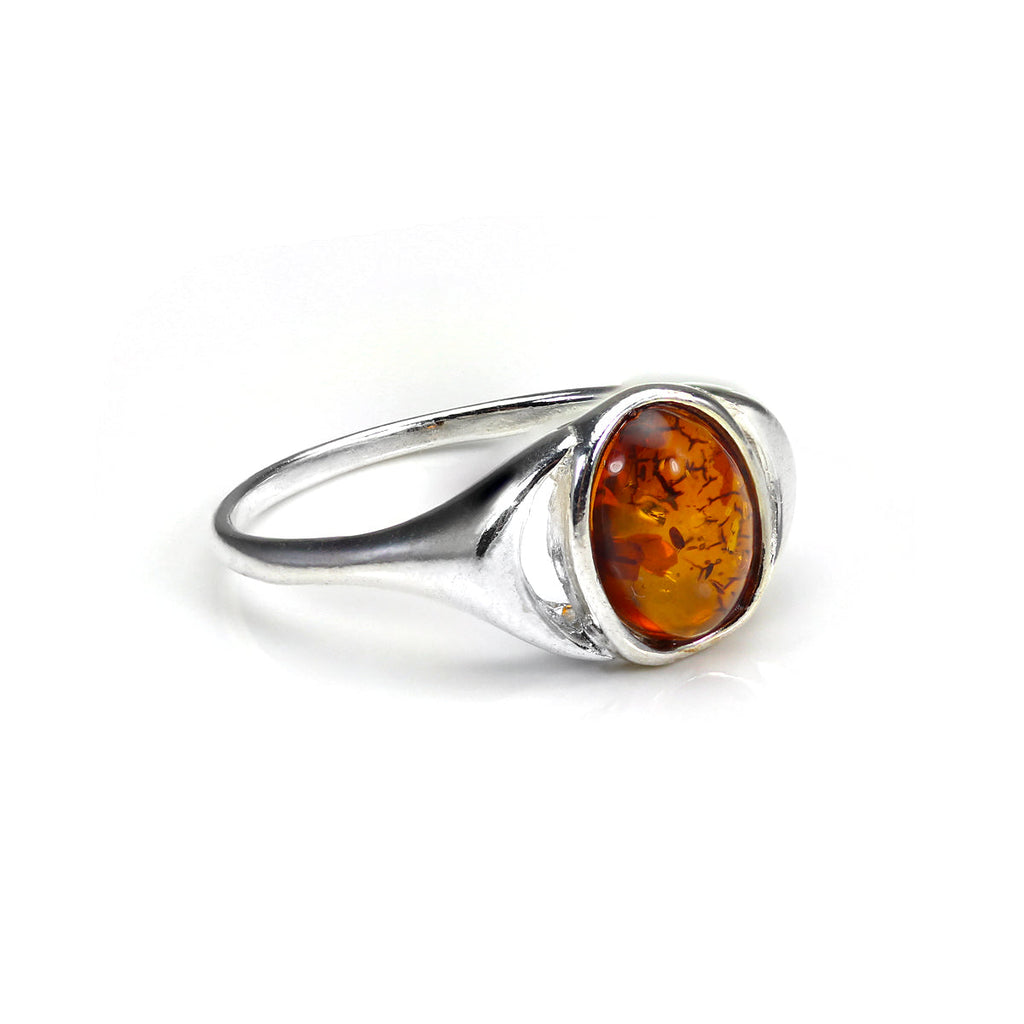 Kleiner Sterlingsilber & Baltischer Bernstein Ovaler Ring