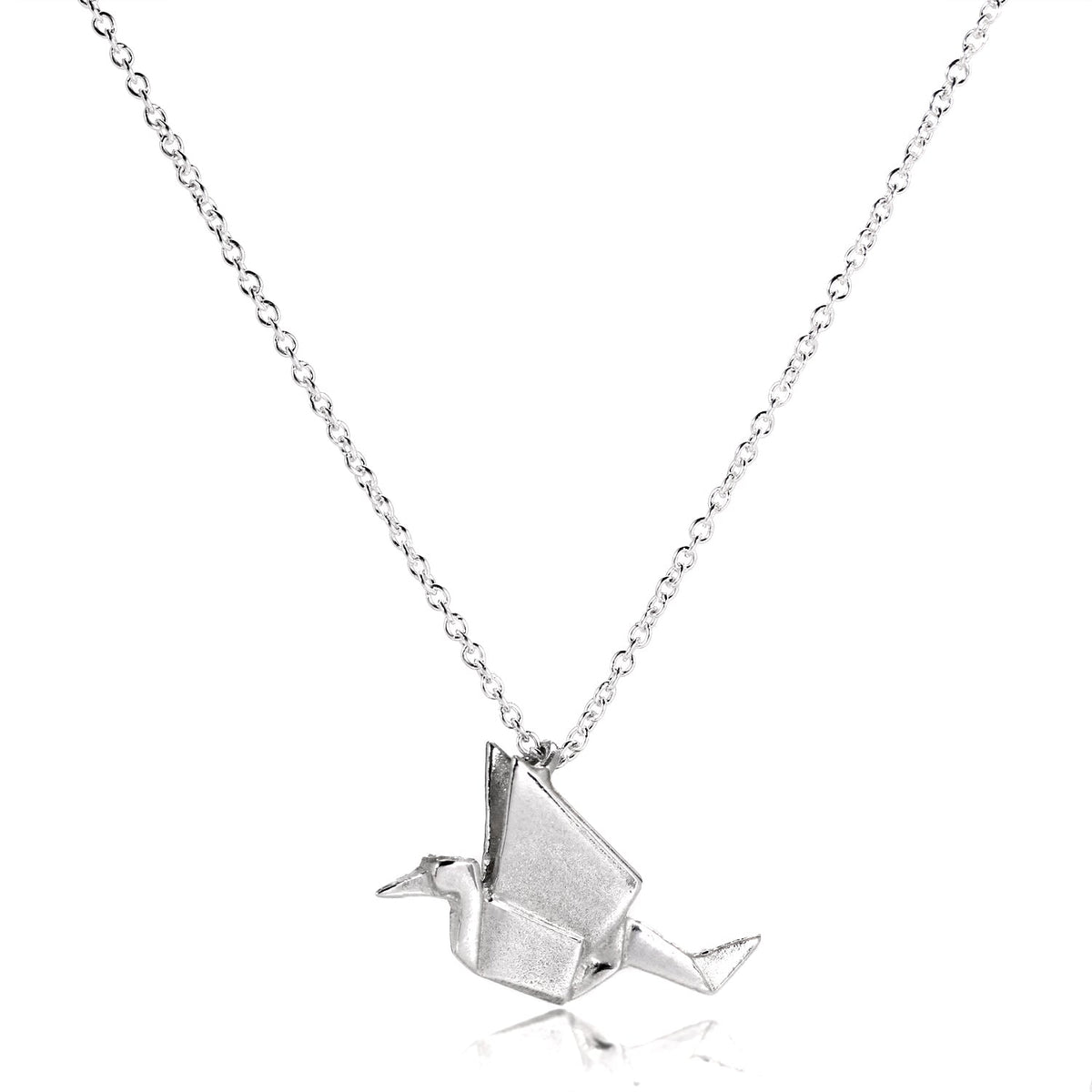 Halskette mit Origami-Kranich-Anhänger aus Sterlingsilber