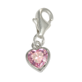 Sterlingsilber Rosa Herz Kristall Anhänger