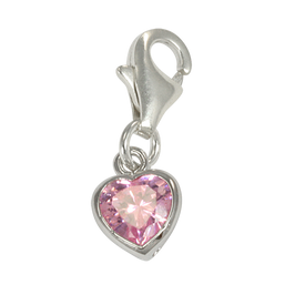 Sterlingsilber Rosa Herz Kristall Anhänger