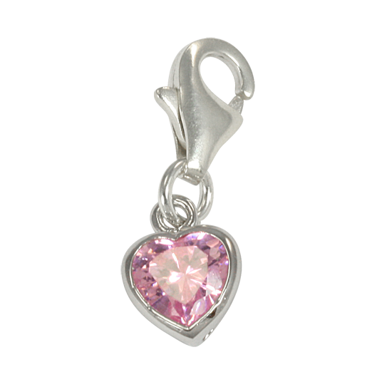 Sterlingsilber Rosa Herz Kristall Anhänger