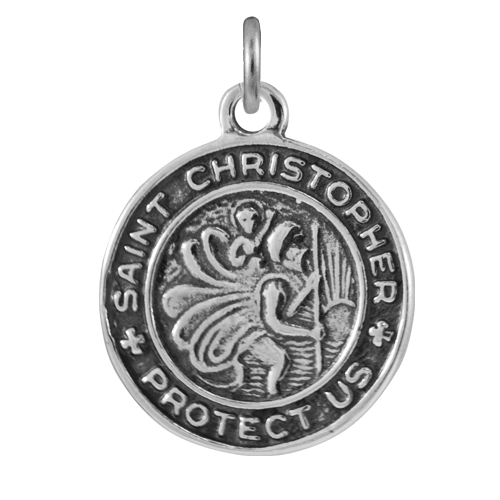 Sterlingsilber Rund St. Christophorus Anhänger