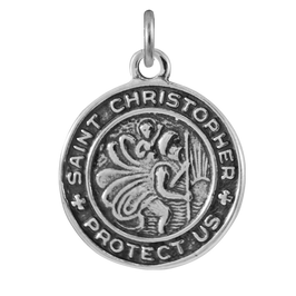 Sterlingsilber Rund St. Christophorus Anhänger