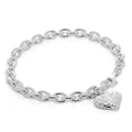 Kräftiges Bettelarmband aus Sterlingsilber mit diamantiertem gewölbtem Herz-Charm