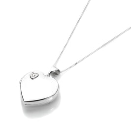 9 Karat Weißgold Diamant-Herzmedaillon